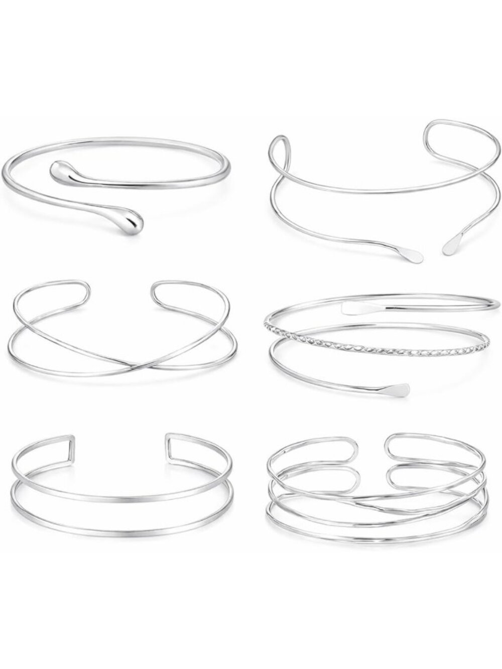 Stylish Adjustable Gold & Silver Arm Cuff Bracelet Set for Women - 6 Pieces